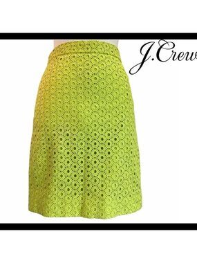 J.CREW lime green neon yellow lace skirt size 0